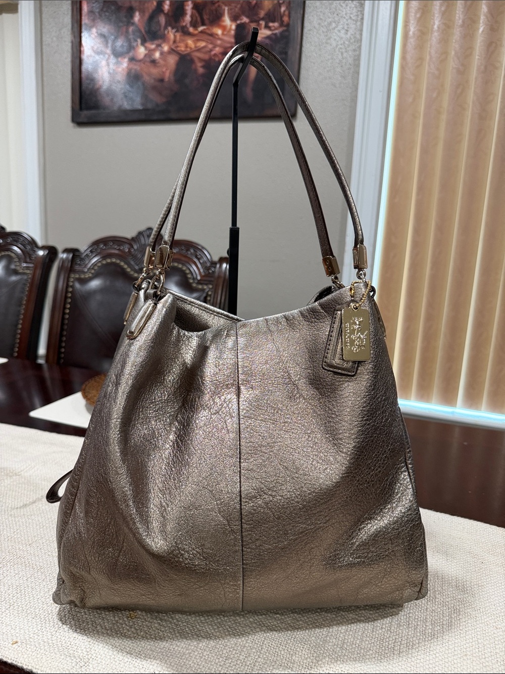 COACH Madison Phoebe Shoulder Bag in Metallic Leather